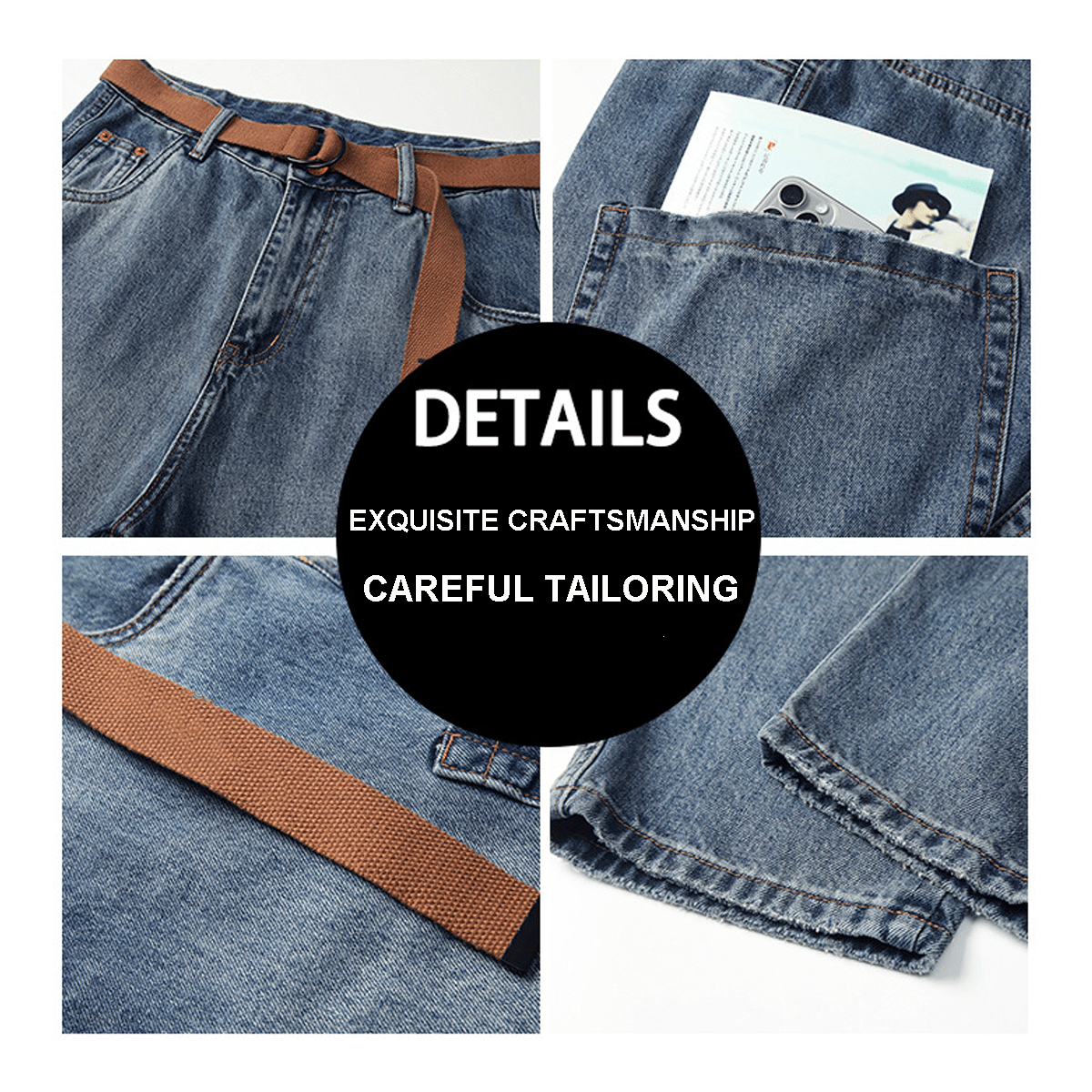 Loose-Fit Cargo Denim Jeans