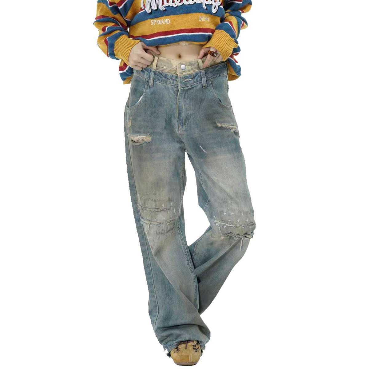 Vintage Inspired Women's Ripped Jeans