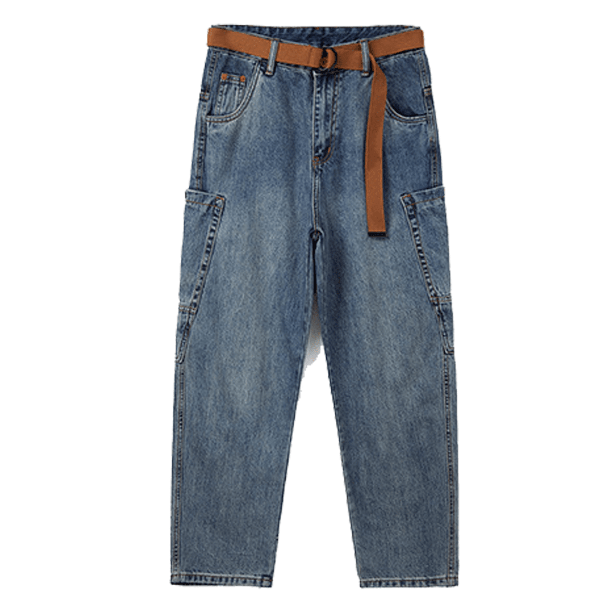 Loose-Fit Cargo Denim Jeans
