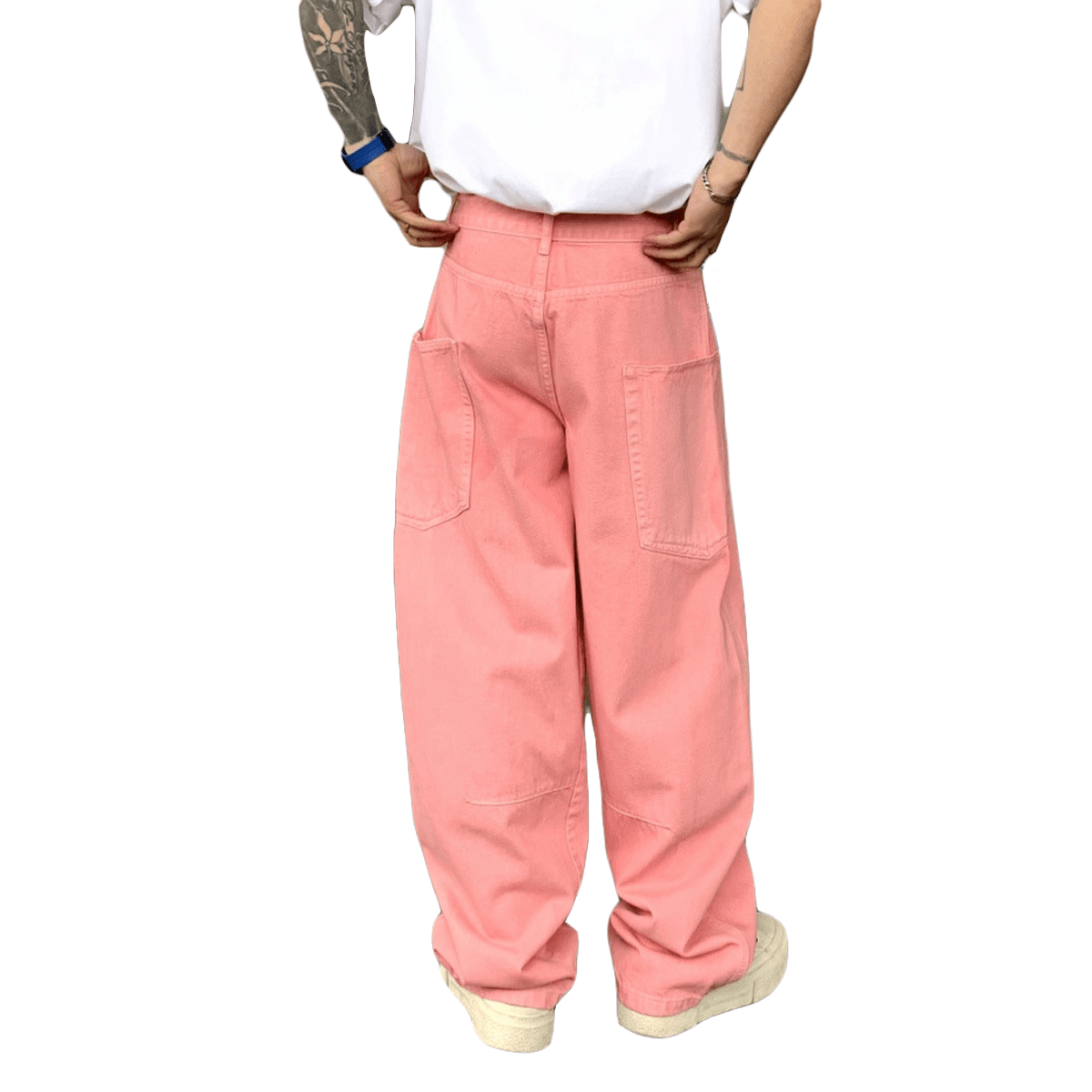 Pink Loose Fit Washed Basic Jeans