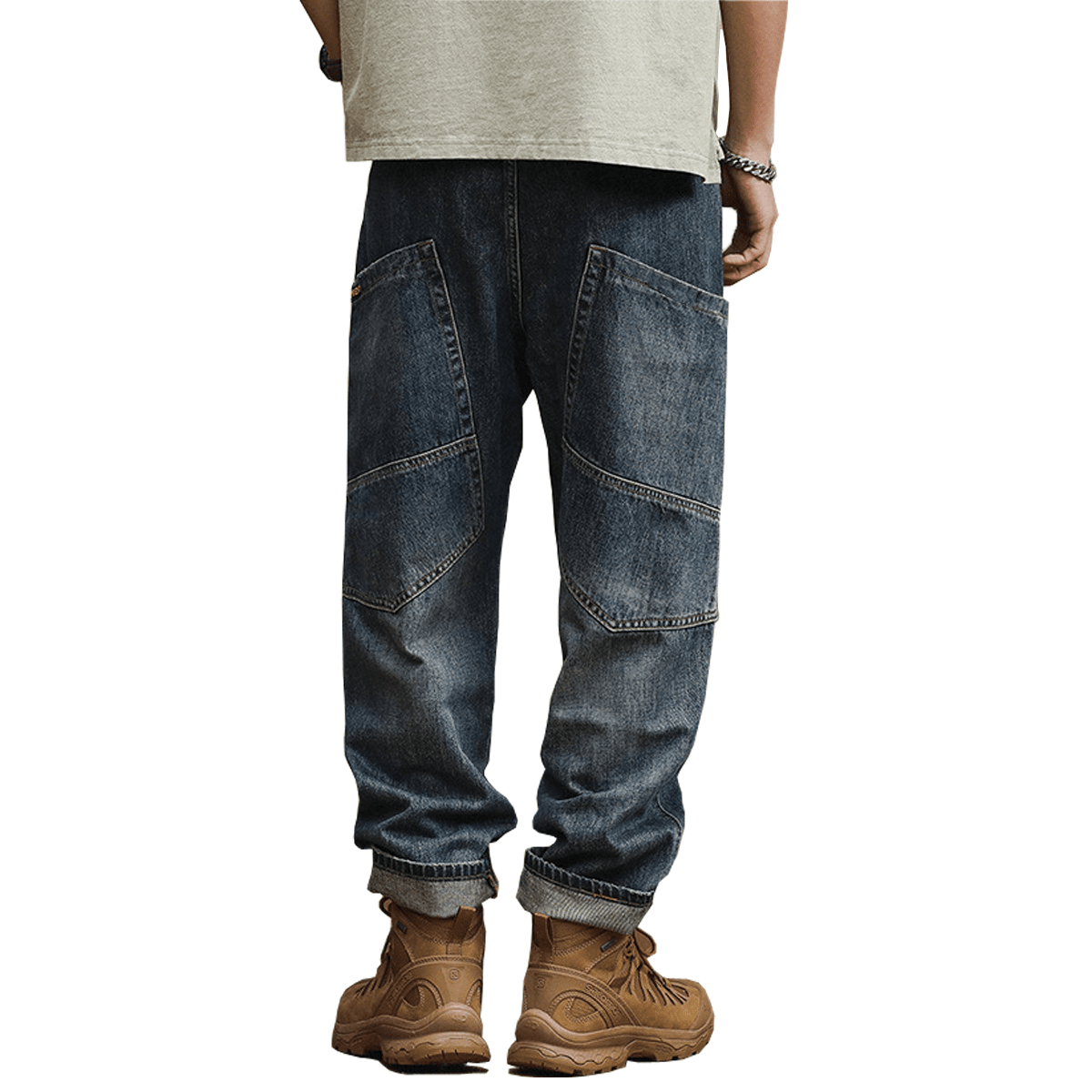Loose-Fit Cargo Denim Jeans