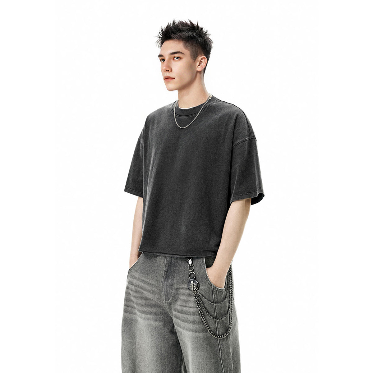 Unisex Cropped Faded Washed T-shirt