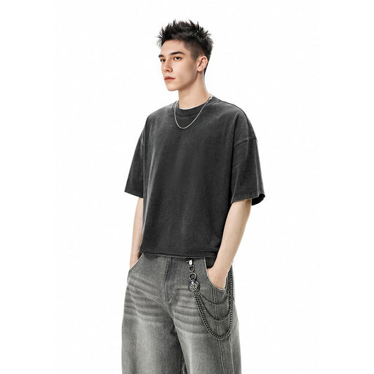 Unisex Cropped Faded Washed T-shirt