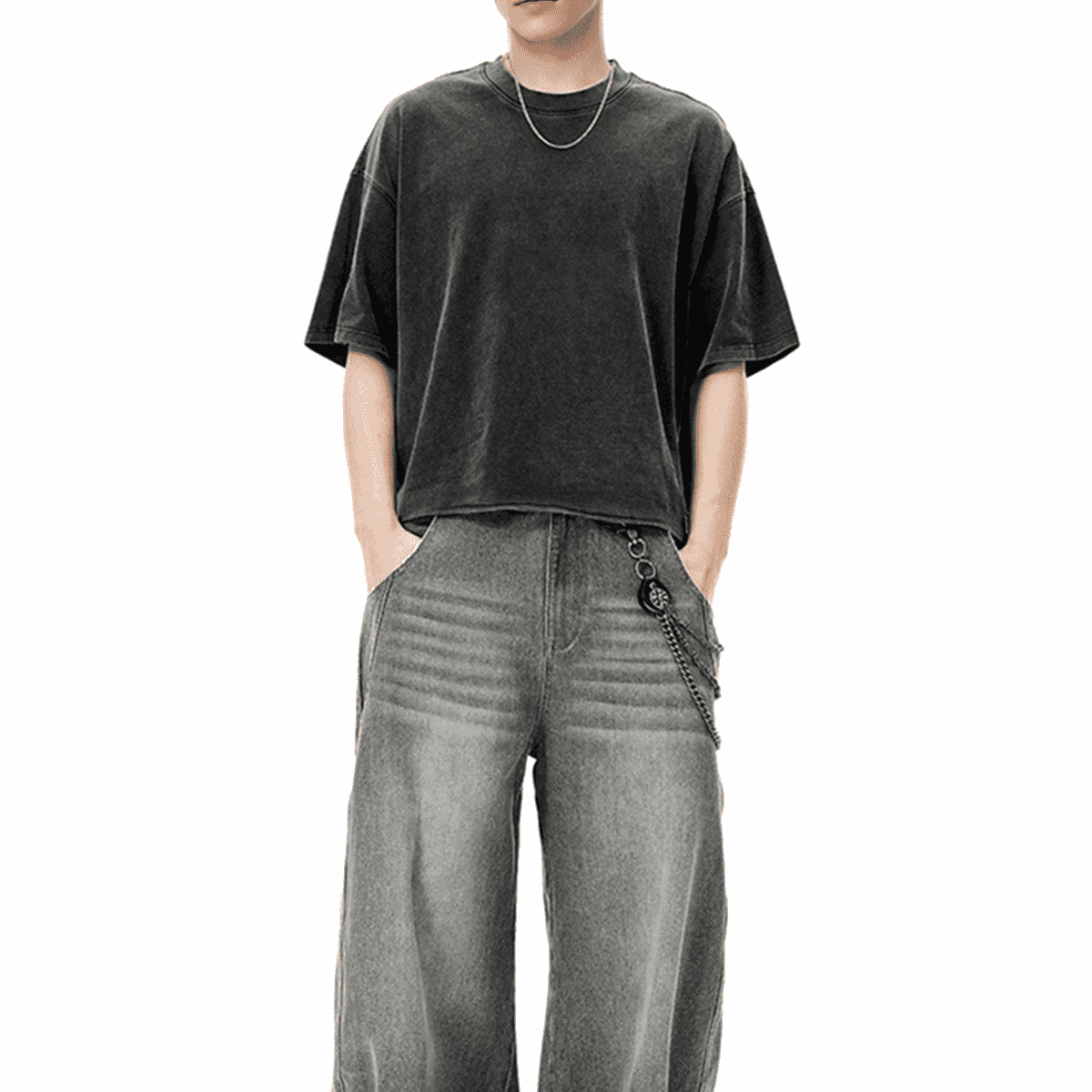 Unisex Cropped Faded Washed T-shirt